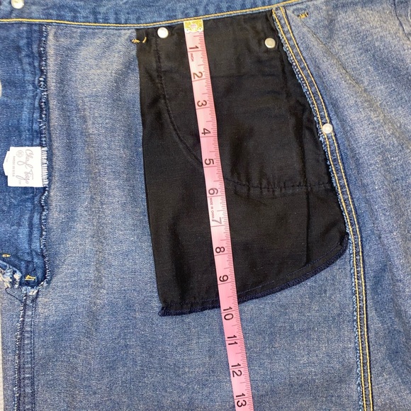 RARE VINTAGE 80s DENIM SKIRT SIZE 16 PETITE 100% COTTON MEDIUM WASH POCKETS - Picture 10 of 13
